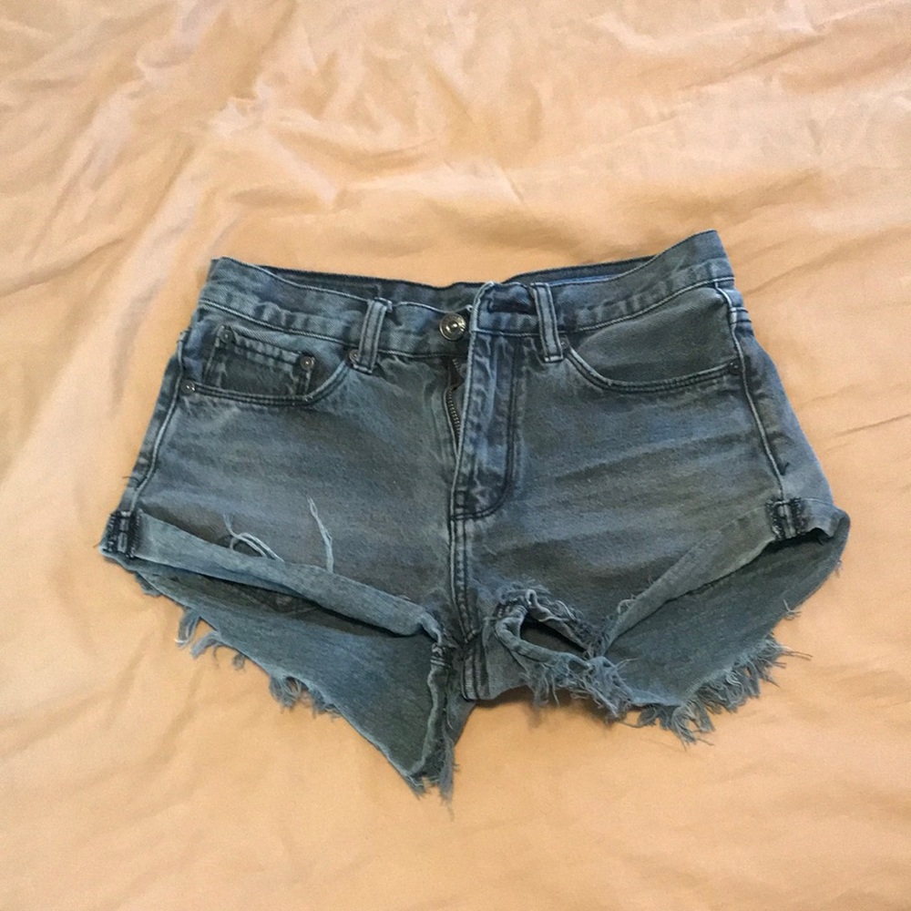 Denim Colab short shorts
